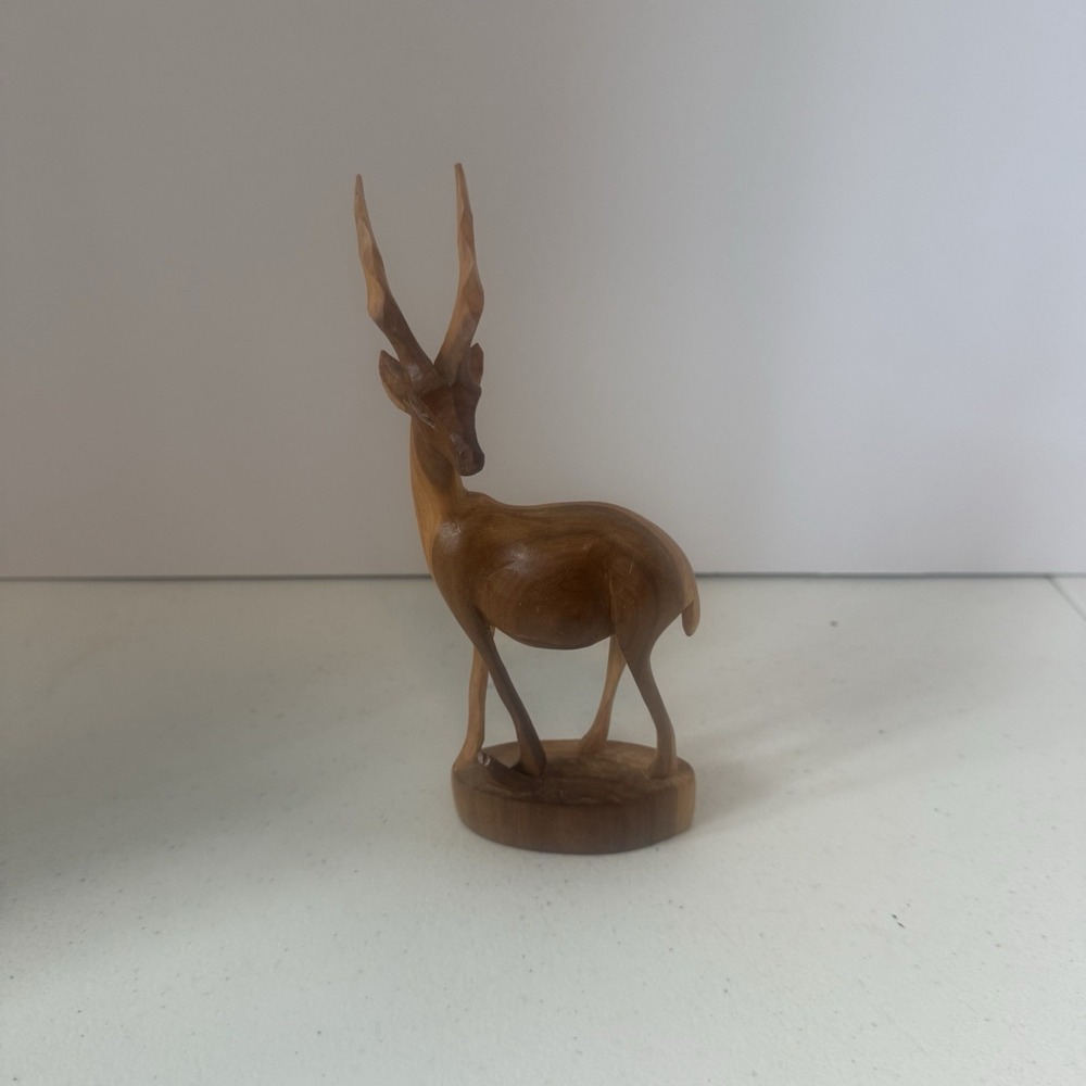 Vintage‎ Gazelle African Kenya Wooden Hand Carved Art Sculpture